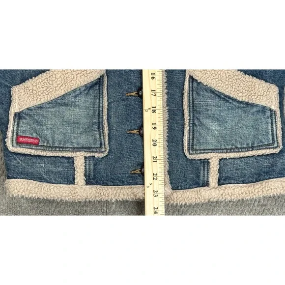 Guess Women's 1970's Vtg Sherpa Lined Full Button Denim Jacket Size Medium - Picture 11 of 14